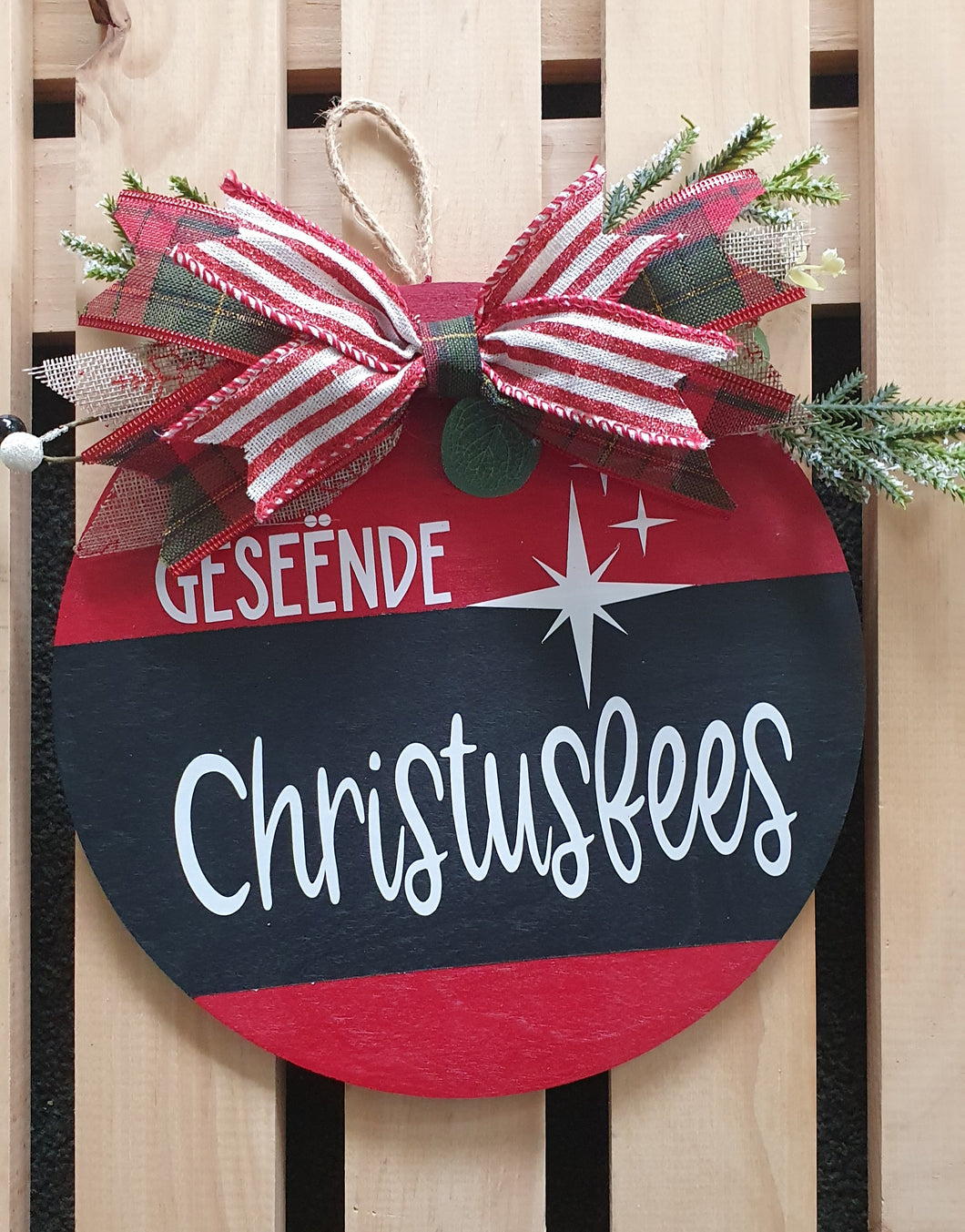 Afrikaanse Christmas Door Hanger 28cm