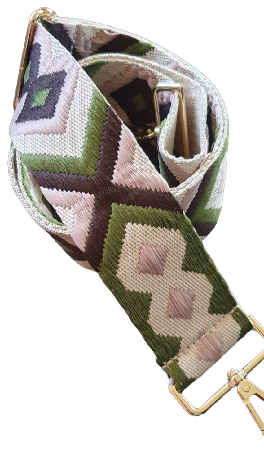 Handbag Strap - Olive & Pink