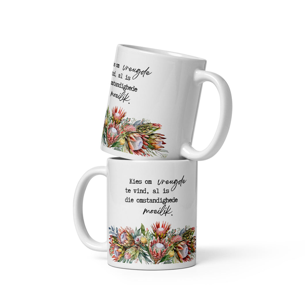 Vreugde Protea White glossy mug