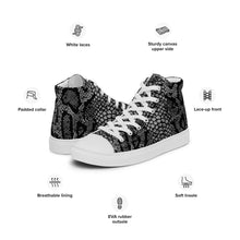 Load image into Gallery viewer, Snakeskin Women’s high top canvas shoes
