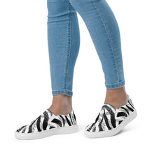 Load image into Gallery viewer, Black &amp; White Zebra Women’s slip-on canvas shoes
