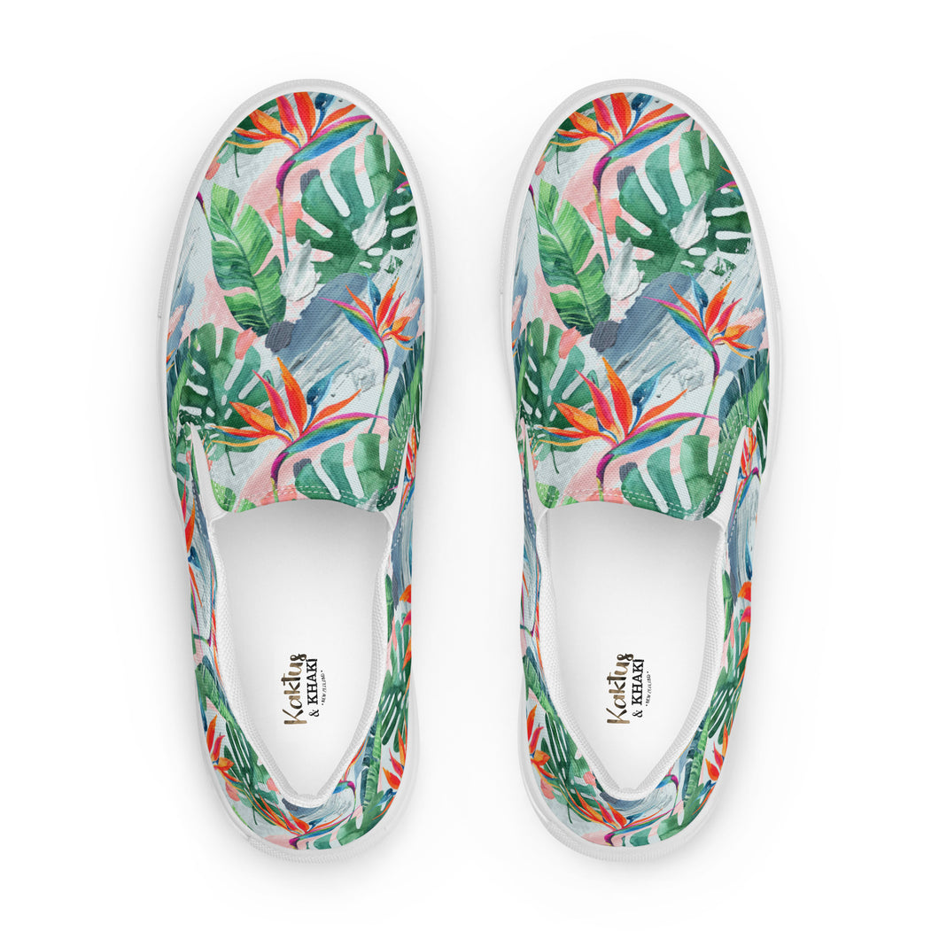 Strelitzia Green Women’s slip-on canvas shoes